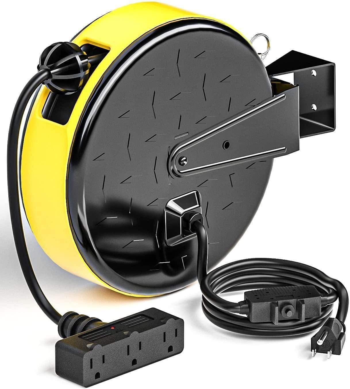 thinkstar 30 Ft Retractable Extension Cord Reel With 3 Electrical