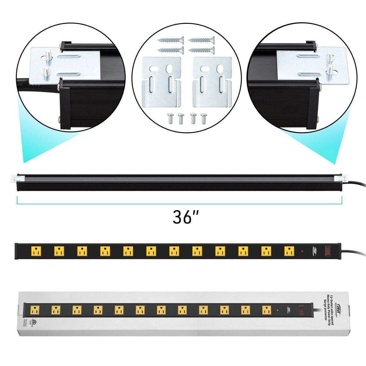 ROCKETSOCKETTECH power strip CRST 12-Outlets 15 ft. Heavy Duty Surge Protector Power Strip 15A