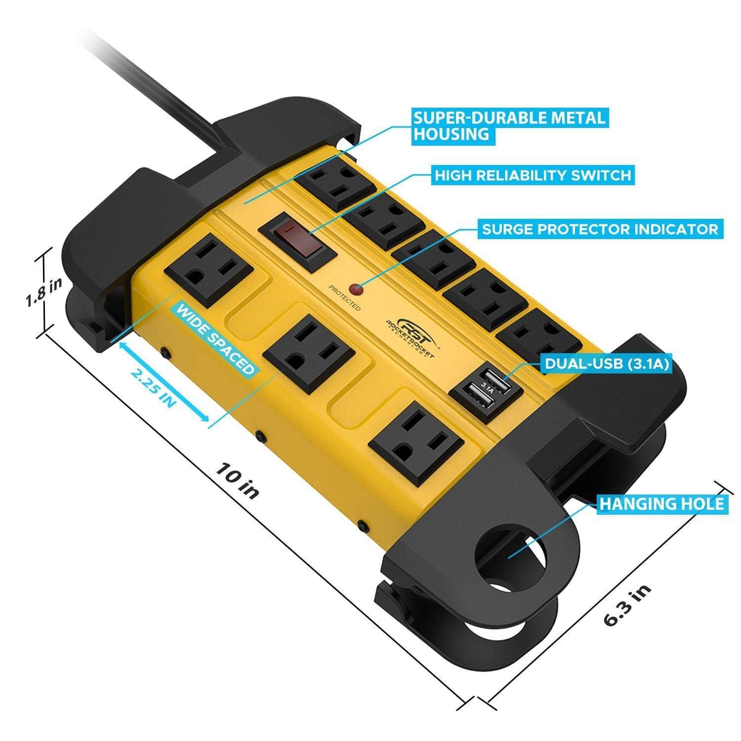 8-Outlet Mountable Surge Protector